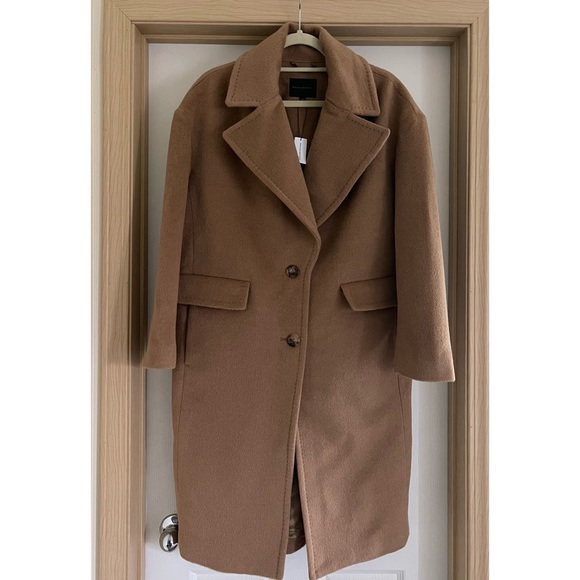 NWT Women’s Banana Republic Classic Sunday Wool Blend Camel/Tan Pea Coat Size M - Picture 7 of 8